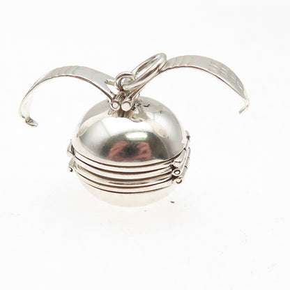 925 Sterling Silver Vintage Transformer Ball Oxidized Locket Charm Pendant