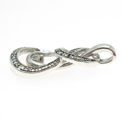 925 Sterling Silver Real Round-Cut Blue & White Diamond Twisted Knot Pendant