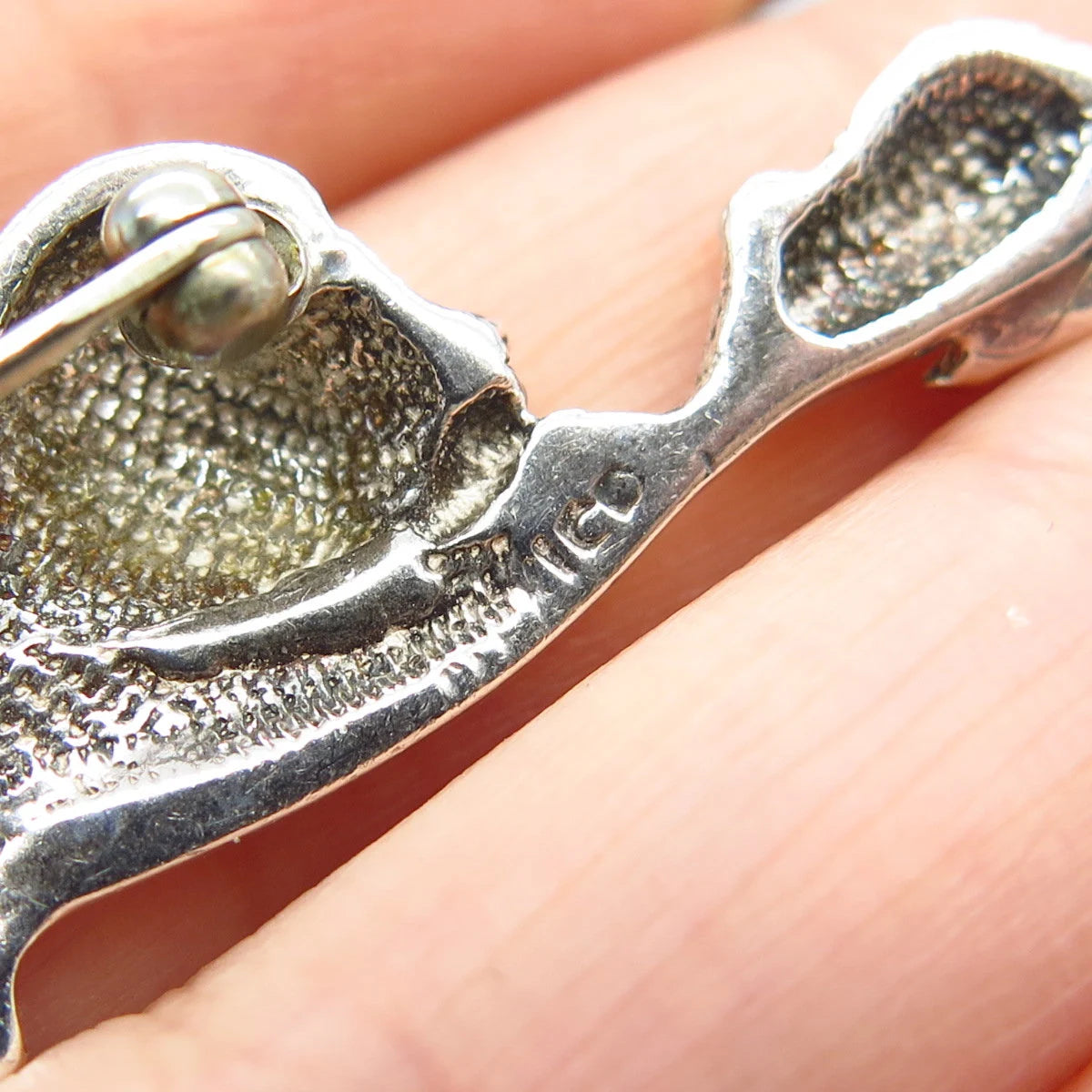 925 Sterling Silver Vintage Cat & Mouse Pin Brooch