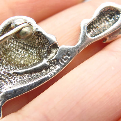 925 Sterling Silver Vintage Cat & Mouse Pin Brooch