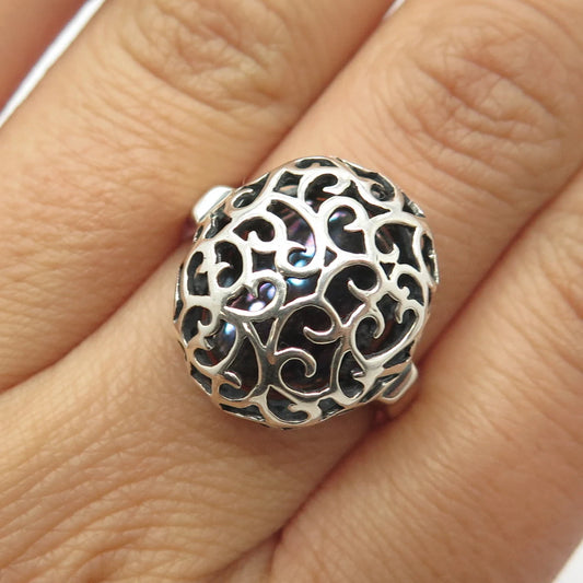 925 Sterling Silver Vintage Chapal Zenray Ornate Ring Size 7.75