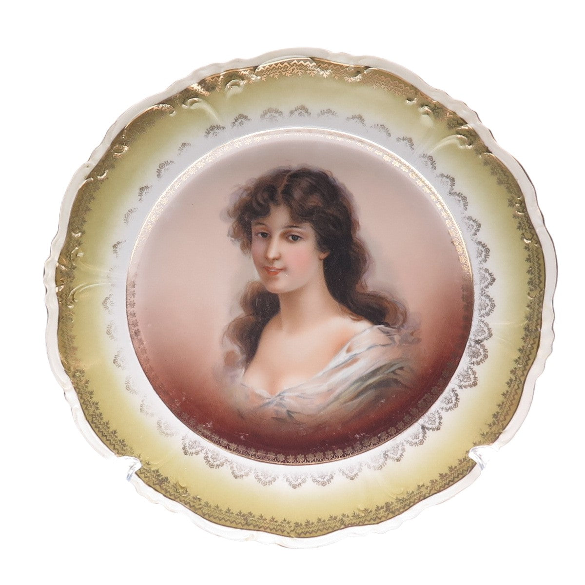 CARLSBAD China Antique Austria Portrait Hand Painted Porcelain Cabinet Plate