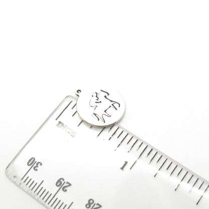 925 Sterling Silver USA Two In Town Rider & Horse Charm Pendant
