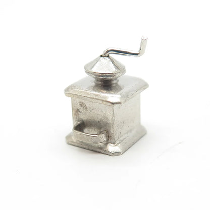 925 Sterling Silver Antique Art Deco coffee grinder Charm Pendant