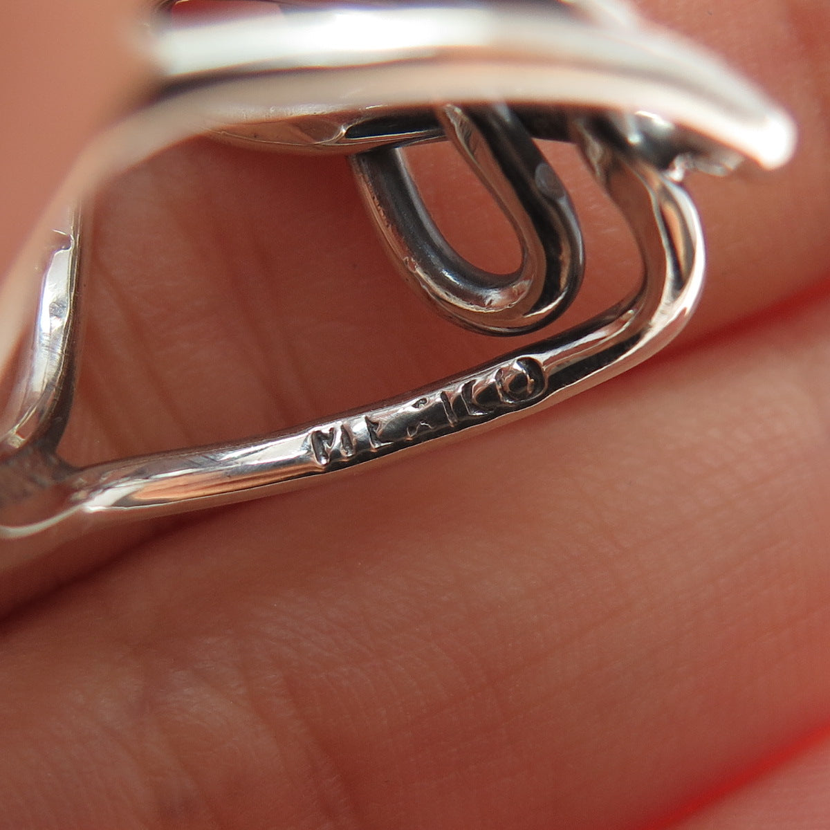 925 Sterling Silver Vintage Mexico Knot Oxidized Ring Size 7.25