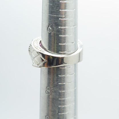 925 Sterling Silver Oval & Round-Cut Pink & White C Z Ring Size 7.25