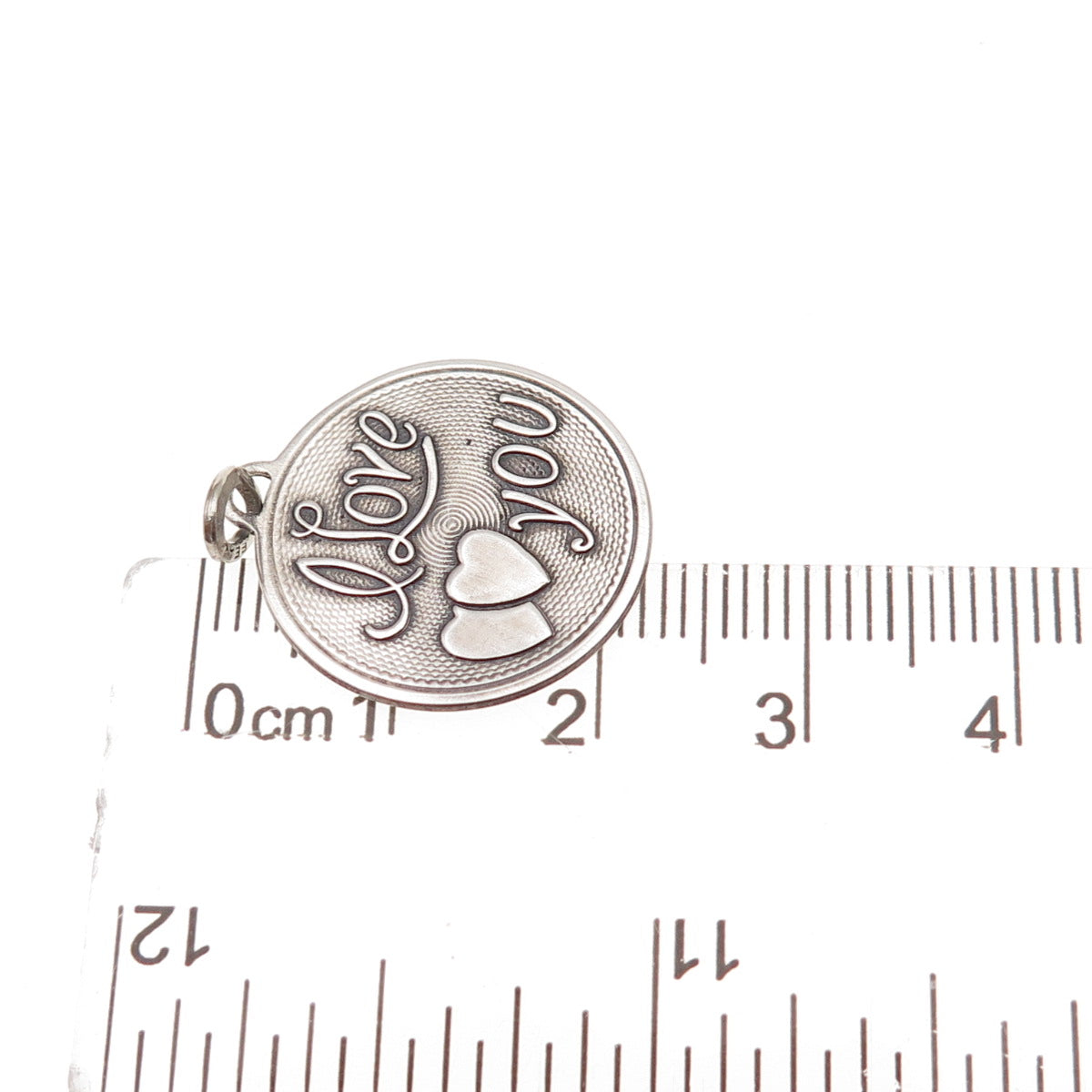Beau 925 Sterling Silver Vintage I Love You Oxidized Charm Pendant