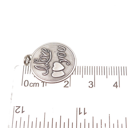 Beau 925 Sterling Silver Vintage I Love You Oxidized Charm Pendant