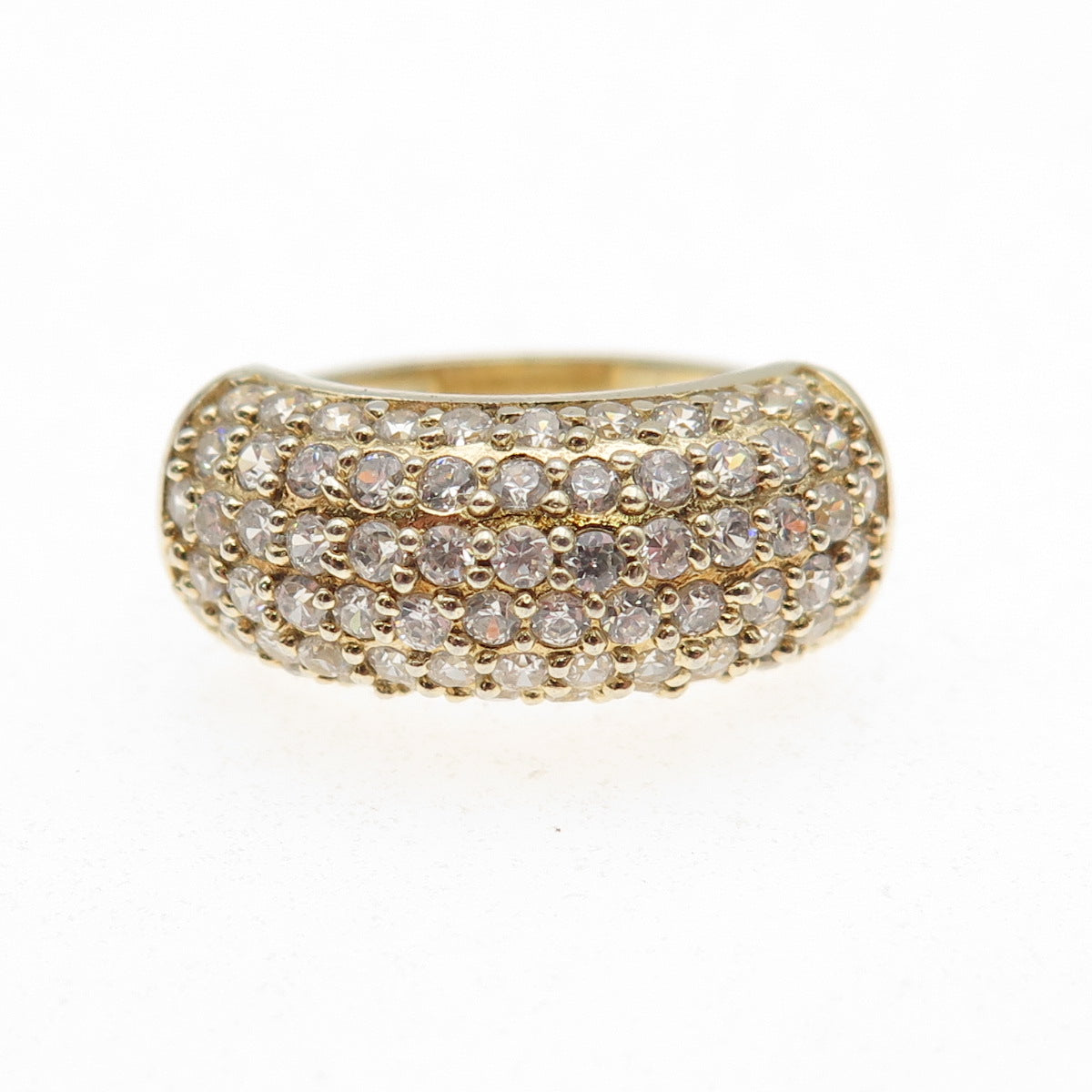 925 Sterling Silver Gold Plated Round-Cut C Z Sparkle Ring Size 7.25