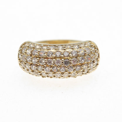 925 Sterling Silver Gold Plated Round-Cut C Z Sparkle Ring Size 7.25