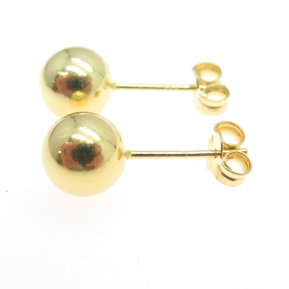 925 Sterling Silver Gold Plated Ball Stud Earrings