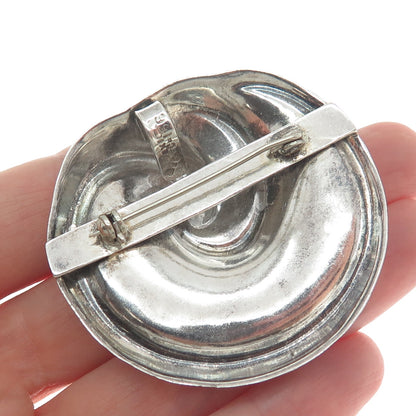 925 Sterling Silver Vintage Mexico Modernist Seashell Pin Brooch / Pendant