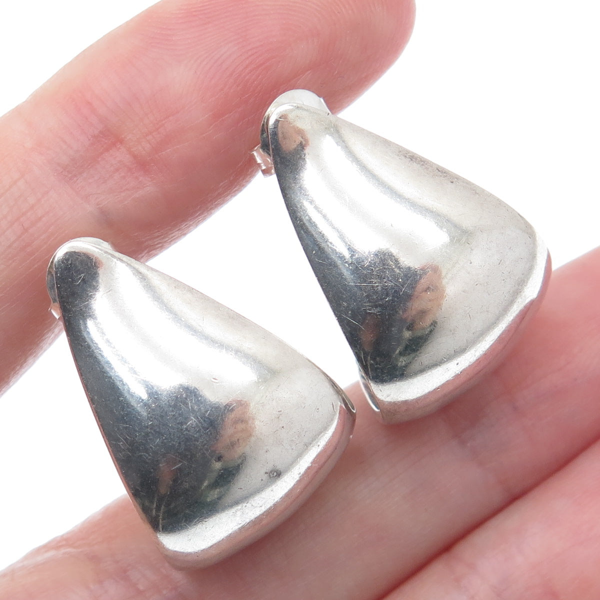 CIANI 925 Sterling Silver Vintage Modernist Wavy Earrings