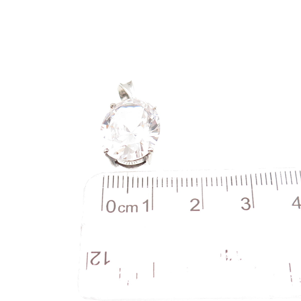 925 Sterling Silver Oval-Cut C Z Mini Charm Pendant