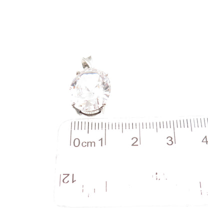 925 Sterling Silver Oval-Cut C Z Mini Charm Pendant
