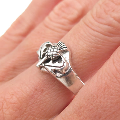 Peter Stone 925 Sterling Silver Vintage Scottish Thistle Ring Size 10.25