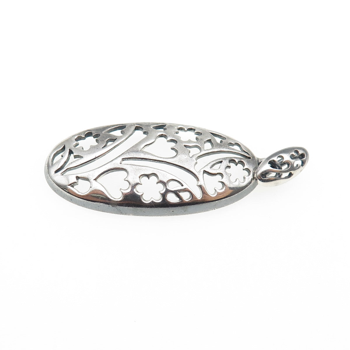 ROBERTO MARTINEZ 925 Sterling Silver Vintage Flower Oxidized Charm Pendant