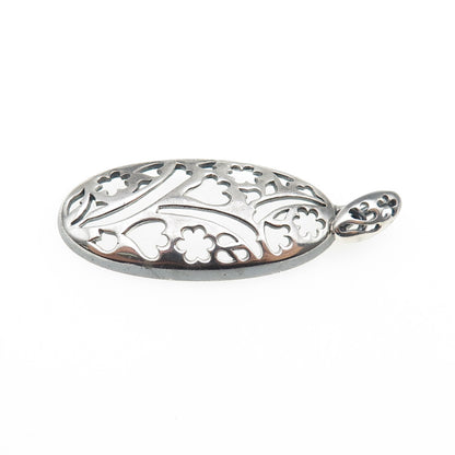 ROBERTO MARTINEZ 925 Sterling Silver Vintage Flower Oxidized Charm Pendant