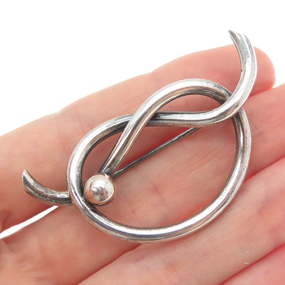 KREISLER 925 Sterling Silver Vintage Mariner Love Heart Knot Oxidized Pin Brooch