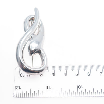 BARRA 925 Sterling Silver Vintage Modernist Snake Pin Brooch