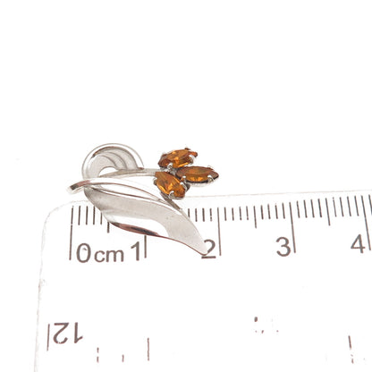 Curtis Curtman 925 Sterling Silver Vintage Rhinestone Floral Charm Pendant