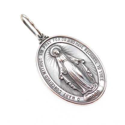 Rand & Paseka 925 Sterling Silver Vintage St. Mary Miraculous Oxidized Pendant