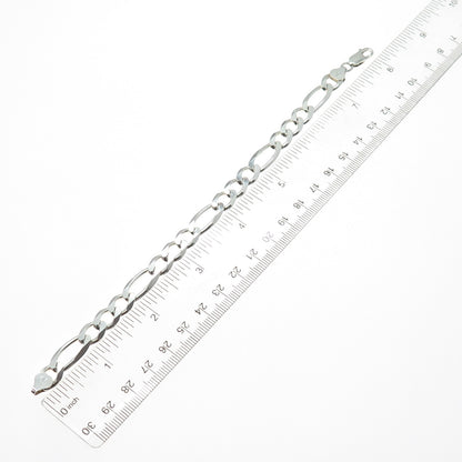 925 Sterling Silver Vintage Italy Figaro Link Bracelet 7.75"
