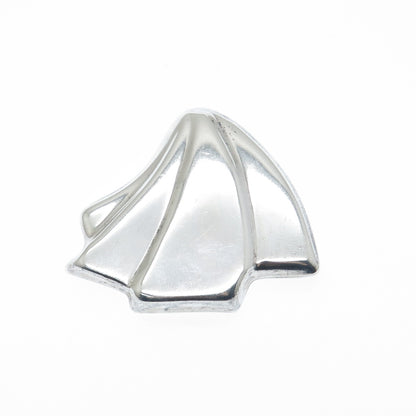 925 Sterling Silver Vintage Mexico Modernist Seashell Pin Brooch / Pendant