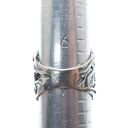 DIDAE Sterling Silver Vintage Israel Real Pearl Modernist Oxidized Ring Size 7
