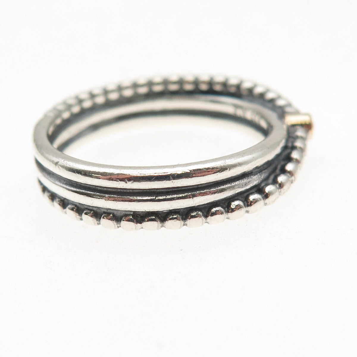 Pandora 925 Sterling Silver & Gold Accent Real Diamond Rising Star Ring Size 9.5