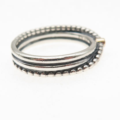 Pandora 925 Sterling Silver & Gold Accent Real Diamond Rising Star Ring Size 9.5