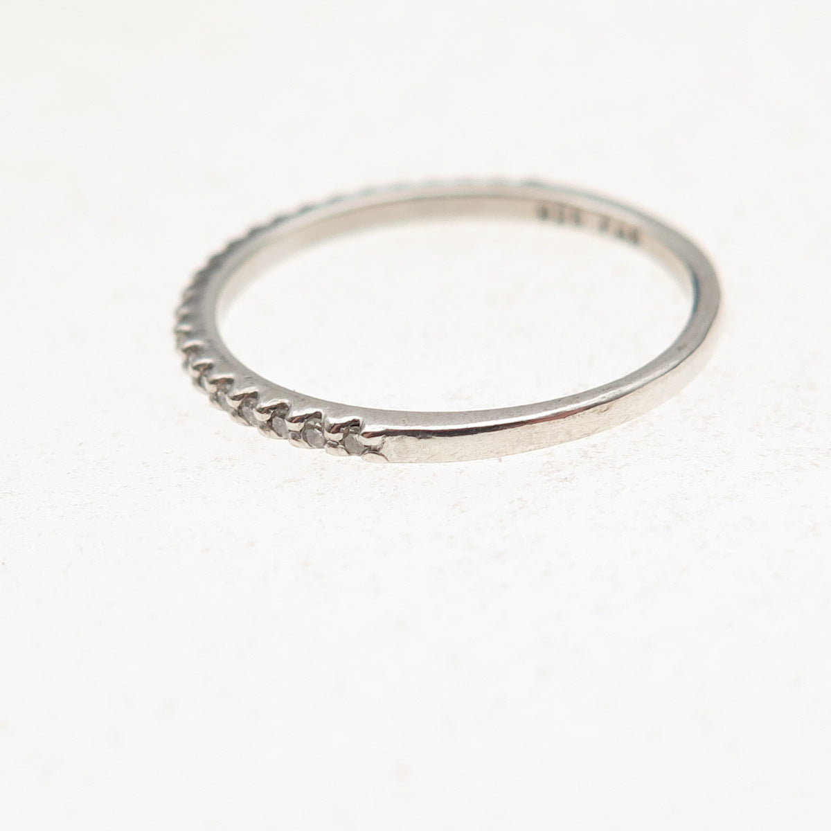 925 Sterling Silver Round-Cut C Z Half Eternity Stackable Band Ring Size 5.25