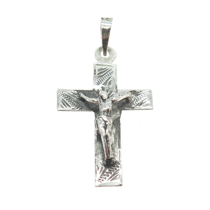 925 Sterling Silver Vintage Crucifix Cross Oxidized Pendant