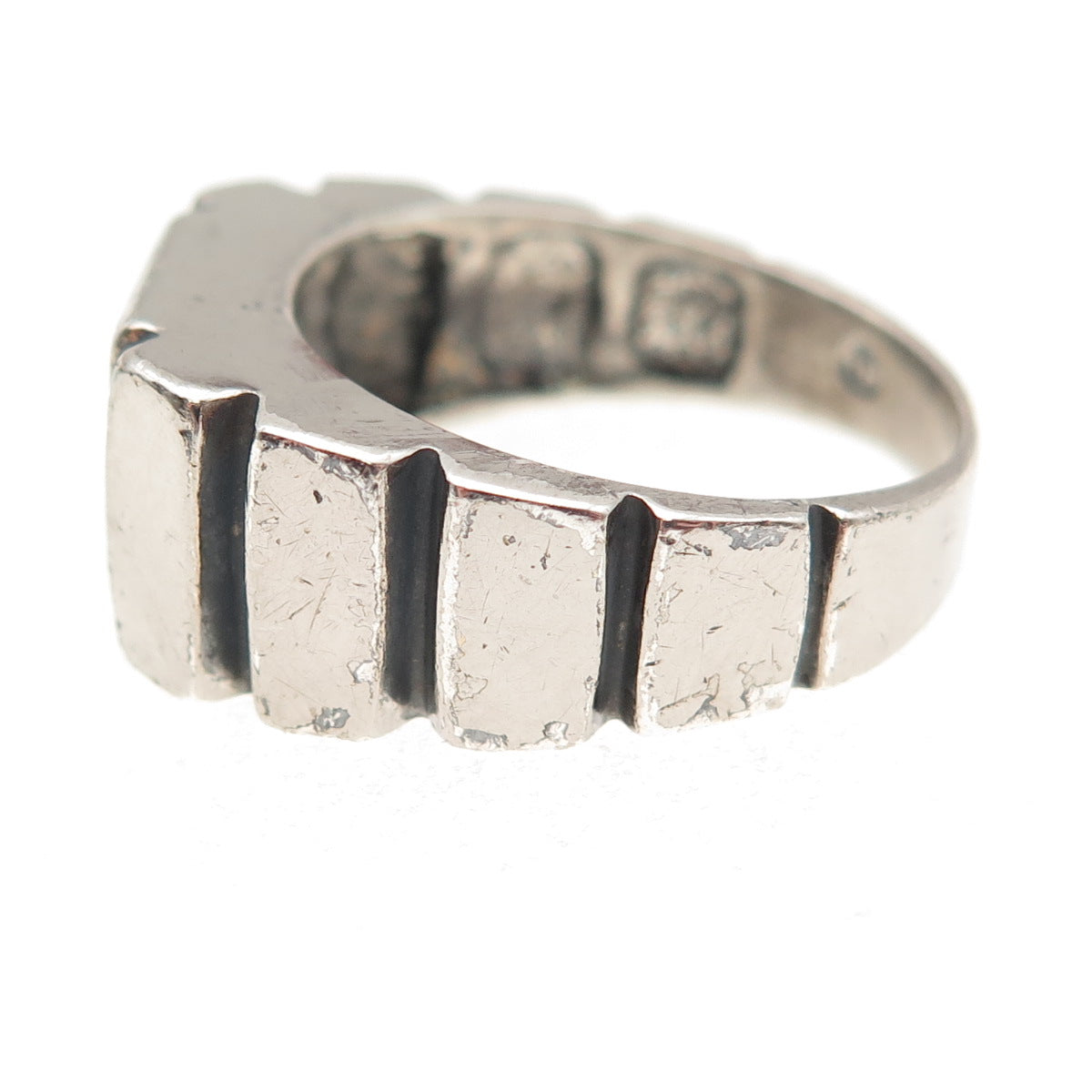 925 Sterling Silver Vintage Round-Cut C Z Oxidized Ring Size 8.75