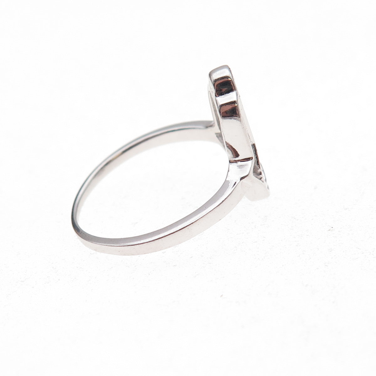 925 Sterling Silver Heart Hamsa Amulet Ring Size 7