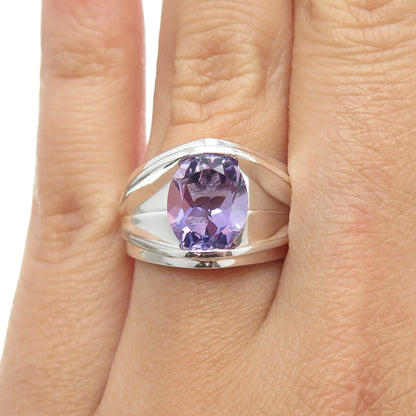 HAN 925 Sterling Silver Vintage Real Amethyst Ring Size 6.75