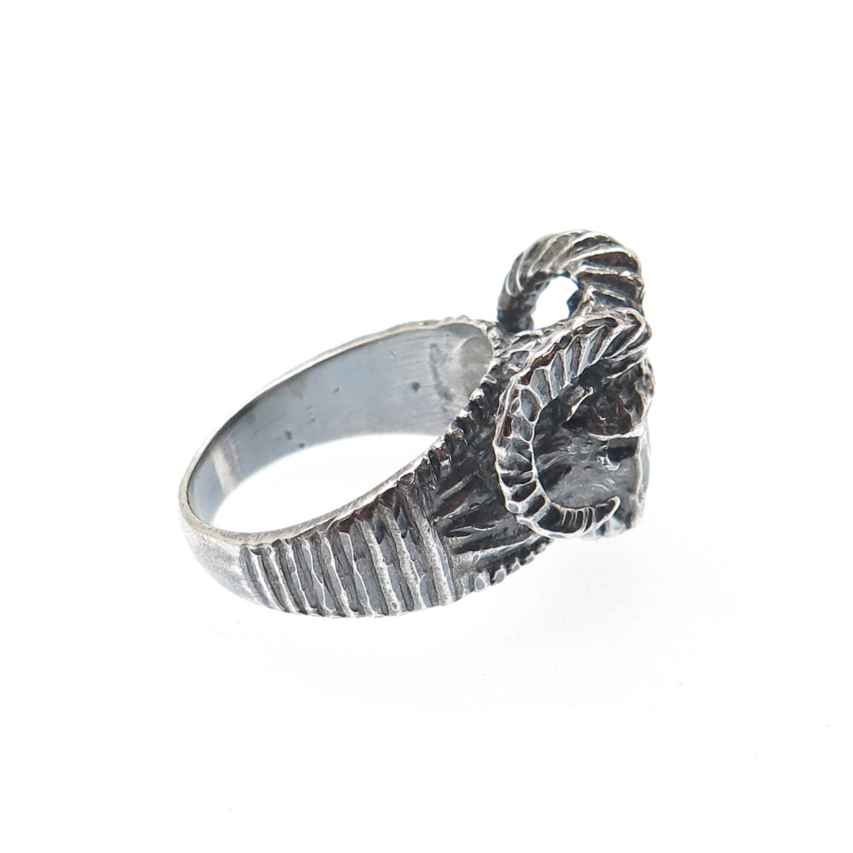 925 Sterling Silver Vintage Aries Zodiac Sign Oxidized Ring Size 11.5