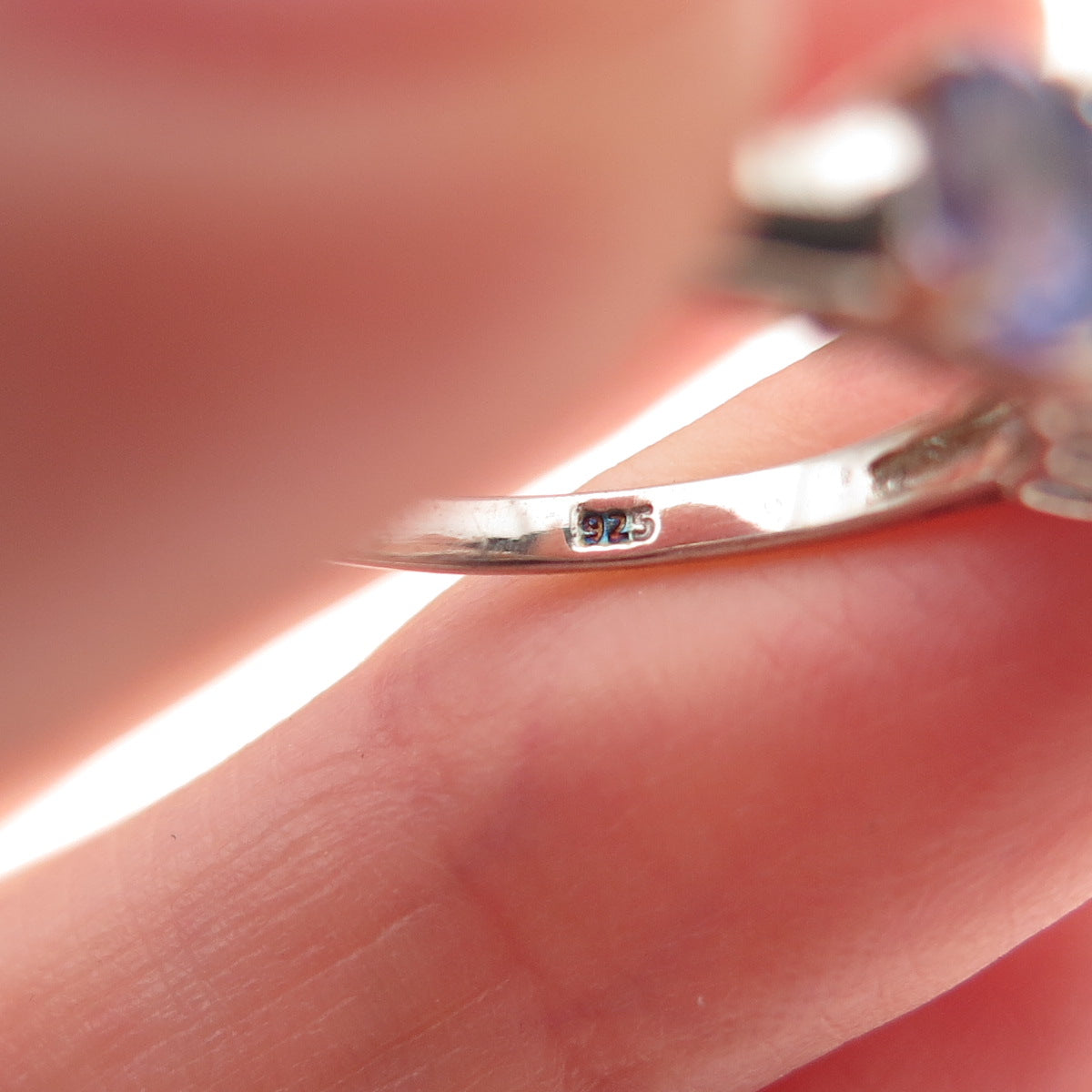 Chuck Clemency 925 Sterling Silver Real Oval-Cut Tanzanite Ring Size 7.75