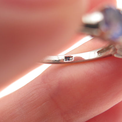 Chuck Clemency 925 Sterling Silver Real Oval-Cut Tanzanite Ring Size 7.75