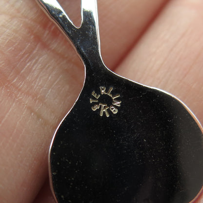 TRU-KAY 925 Sterling Silver Vintage Tennis Racket Centerpiece Charm Pendant