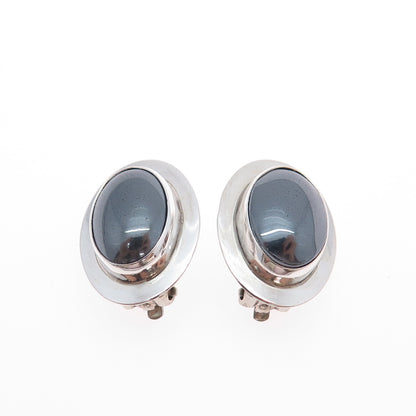 VHC VIDAL CHAVEZ Old Pawn 925 Sterling Silver Vintage Hematite Clip On Earrings