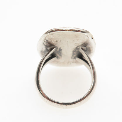 Ed Kee Navajo Old Pawn 925 Sterling Vintage Turquoise Shadow Box Ring Size 6.5