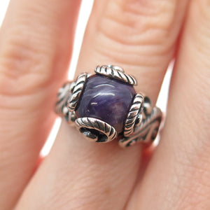CAROLYN POLLACK 925 Sterling Silver Vintage Real Charoite Swirl Ring Size 5.25