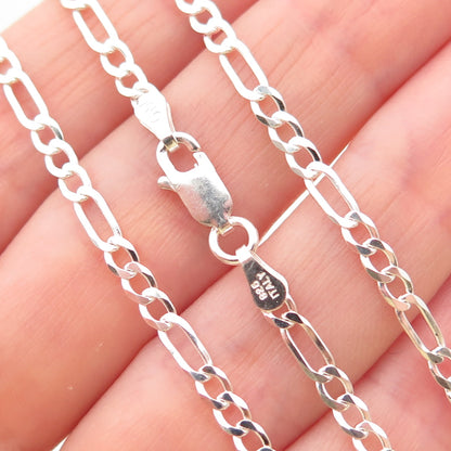 925 Sterling Silver Italy Figaro Chain Necklace 24"