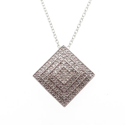 925 Sterling Silver Real Round-Cut Diamond Cable Chain Necklace 18"