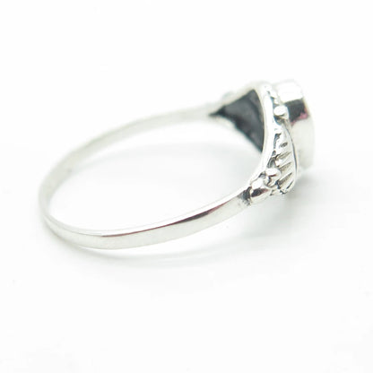 925 Sterling Silver Vintage Southwestern Pink C Z Swirl Tribal Ring Size 6.75