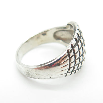 925 Sterling Silver Vintage Checkered Modernist Ring Size 6.75