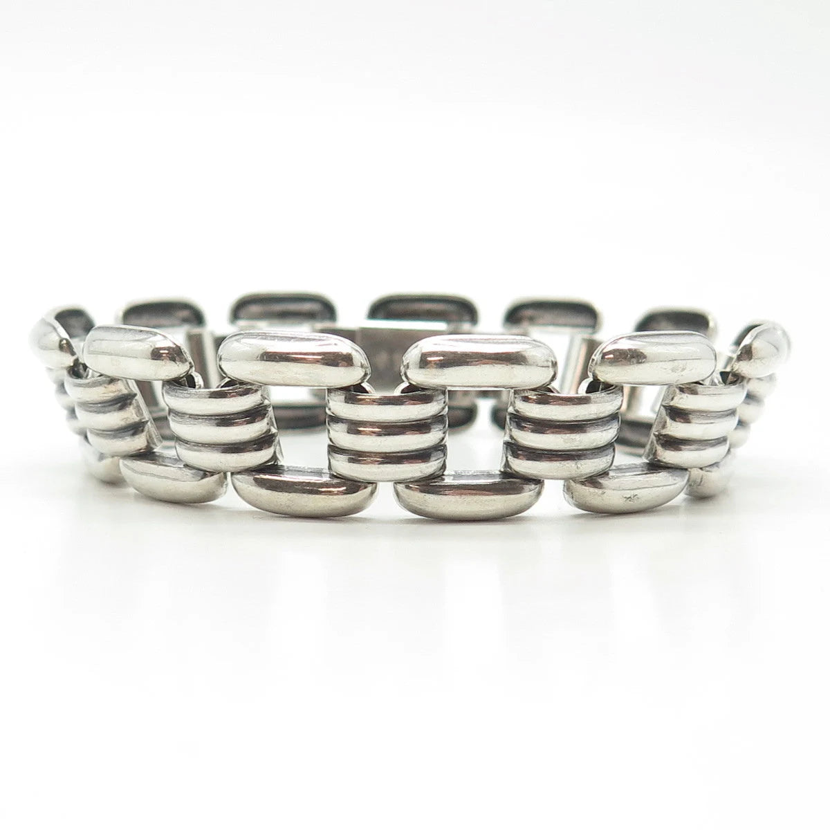 835 Silver Antique Art Deco Panther Link Bracelet 7.5"
