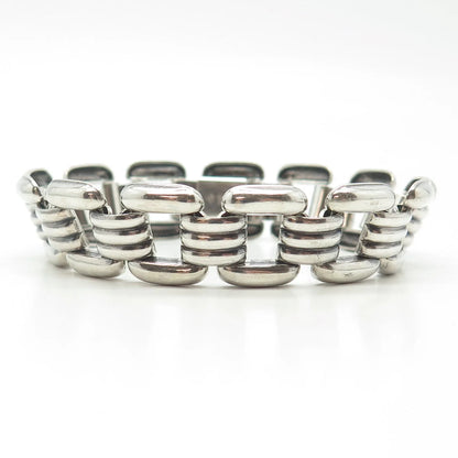835 Silver Antique Art Deco Panther Link Bracelet 7.5"