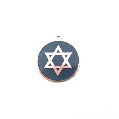 925 Sterling Silver Gold Plated Blue Enamel Star of David Charm Pendant